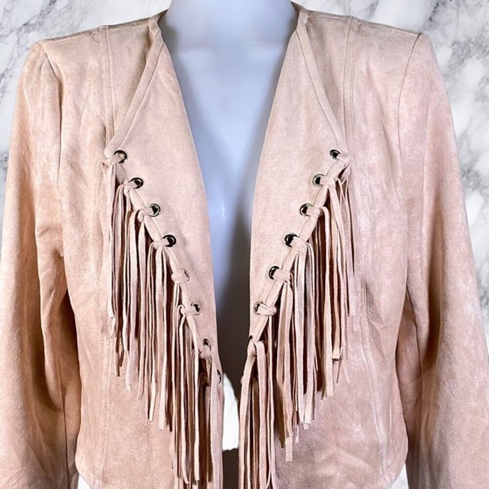 NBD Tyler Fringe Jacket - Blush Nude - Picture 4 of 12